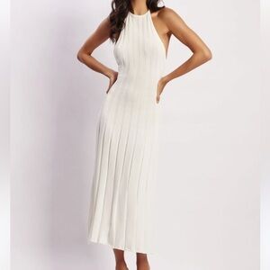 Meshki Adrienne Halter Neck Ivory Midi Dress SIZE LARGE